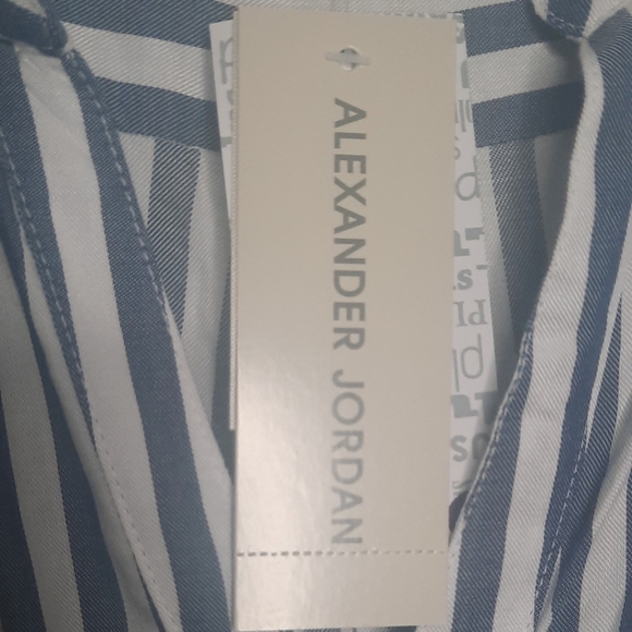 NWT ALEXANDER JORDAN Blue & White Striped Buttoned Down Shirt PLUS SIZE 1X - Picture 5 of 9